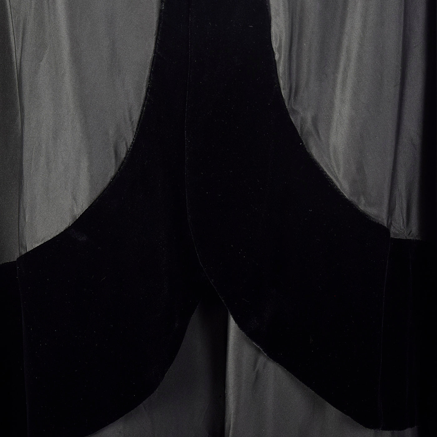 1950s Black Taffeta Evening Dress with Velvet Trim
