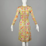 XXS 1960s Emilio Pucci Dress Long Sleeve Signature Print Silk Rayon Jersey