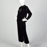 Small 1960s Black Velvet Two Piece Ensemble