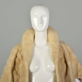 OSFM 1950s Blonde Mink Fur Cape Shawl Collar Stole Warm Winter Wrap