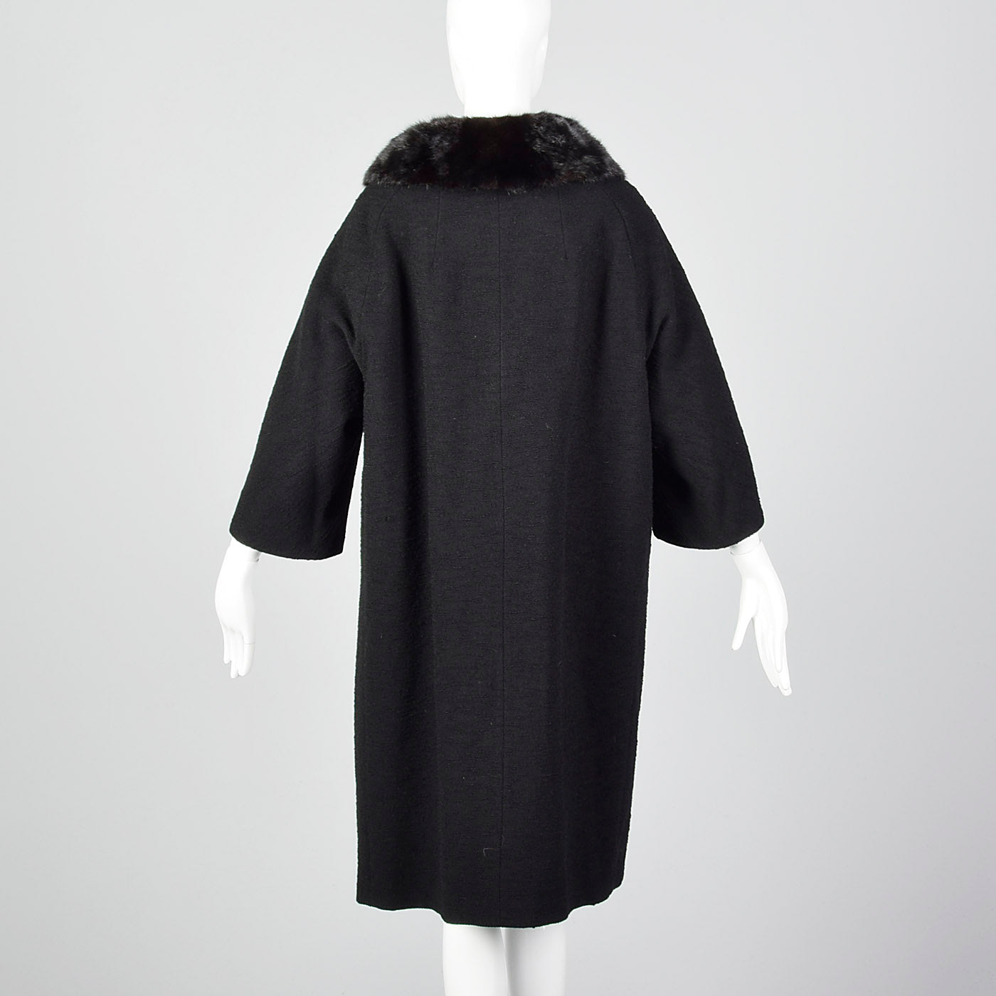 1950s Black Wool Coat with Mink Collar