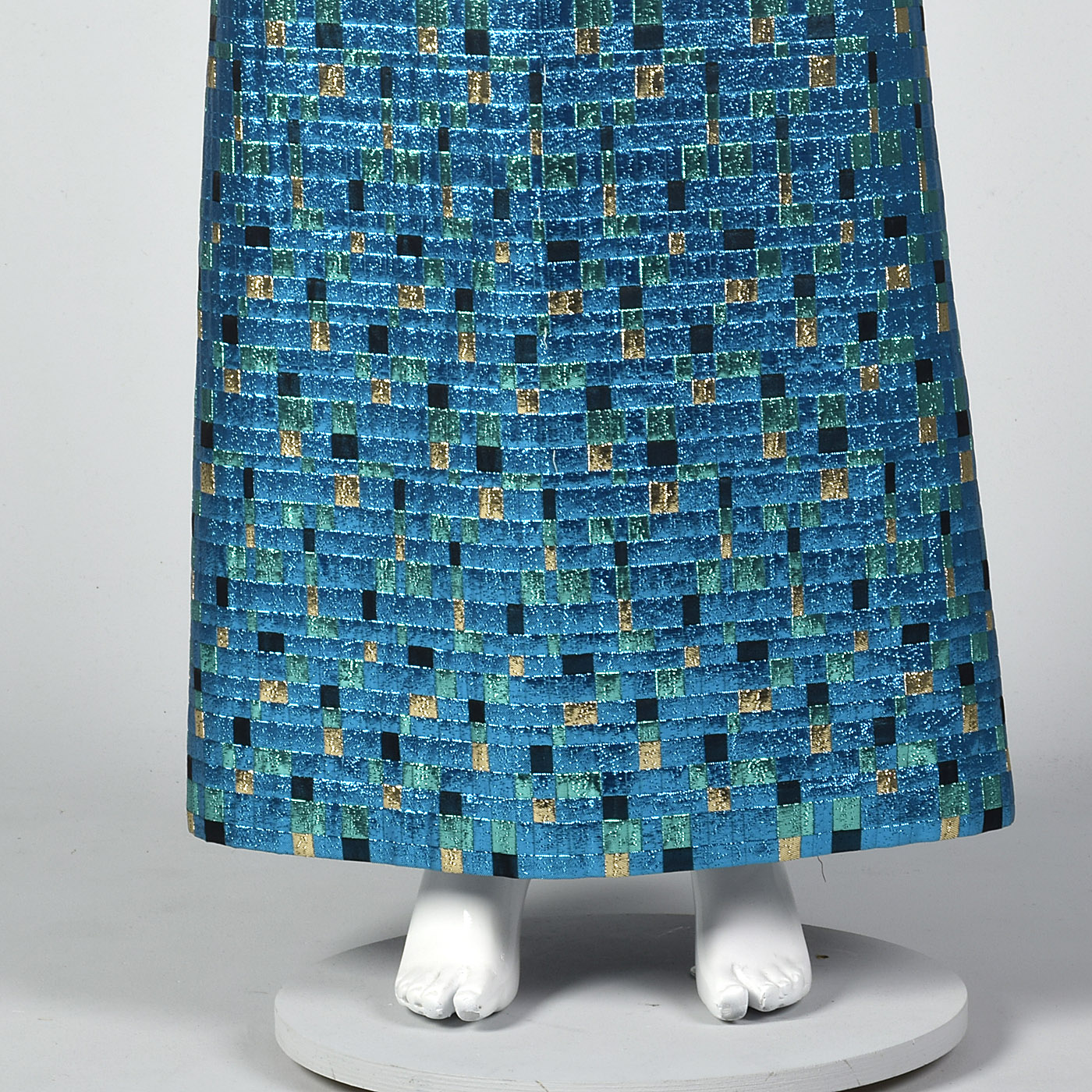 XL 1970s Metallic Blue Maxi Skirt