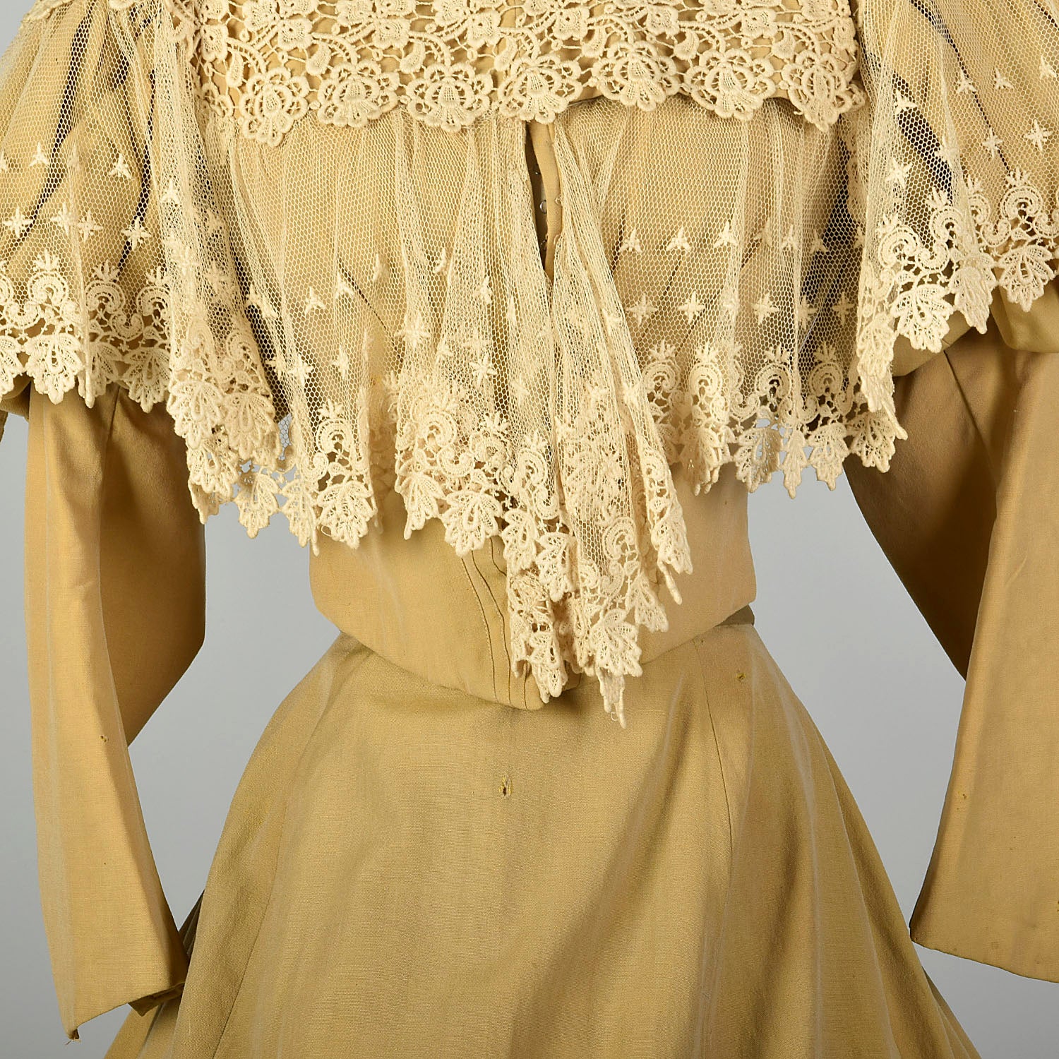 XXS 1800s Set Cotton Skirt Lace Bodice Victorian Separates As Is