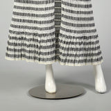 Small 1970s Romper Black and White Checkered Lace Overskirt Sheer Longsleeves