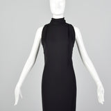 Small Galanos Late 1970s Minimalist Black Pencil Dress