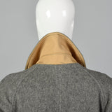 1970s Wool and Canvas Trench Coat with Snap Closures