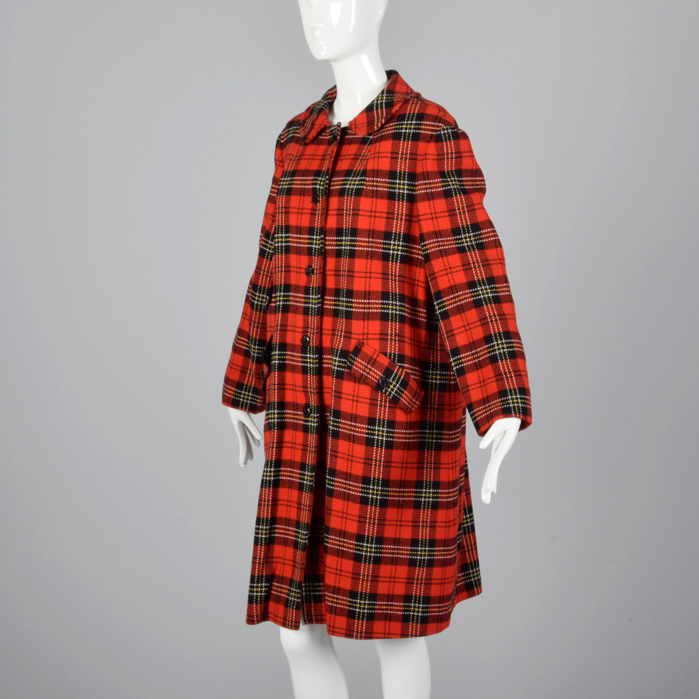 1950s Pendleton Bright Red Tartan Plaid Coat