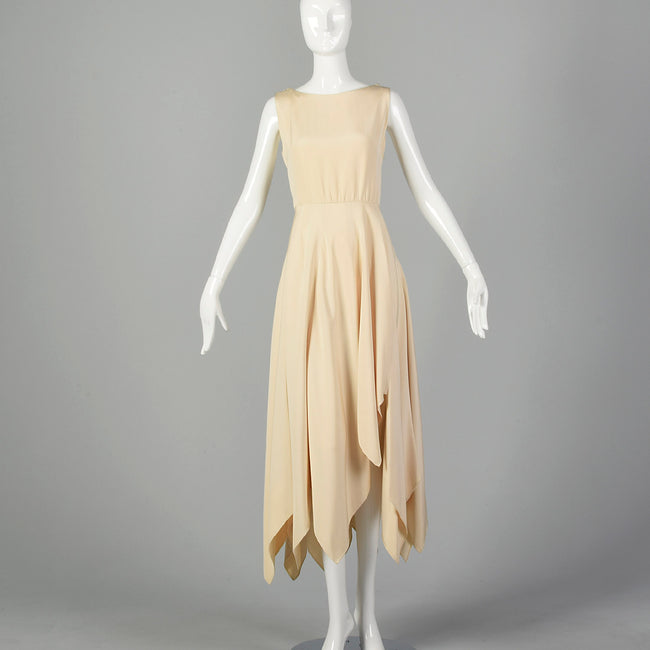 Small Richilene 1970s Ivory Maxi Dress