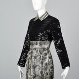 1970s Victor Costa Romantica Sequin Dress
