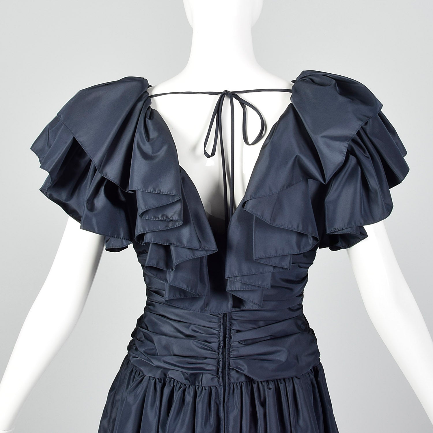 1980s Morton Myles Navy Party Dress