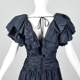 1980s Morton Myles Navy Party Dress