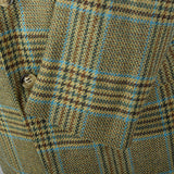 1960s Mens Blue and Tan Tweed Plaid Jacket