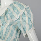 1940s Blue Floral Dressing Gown