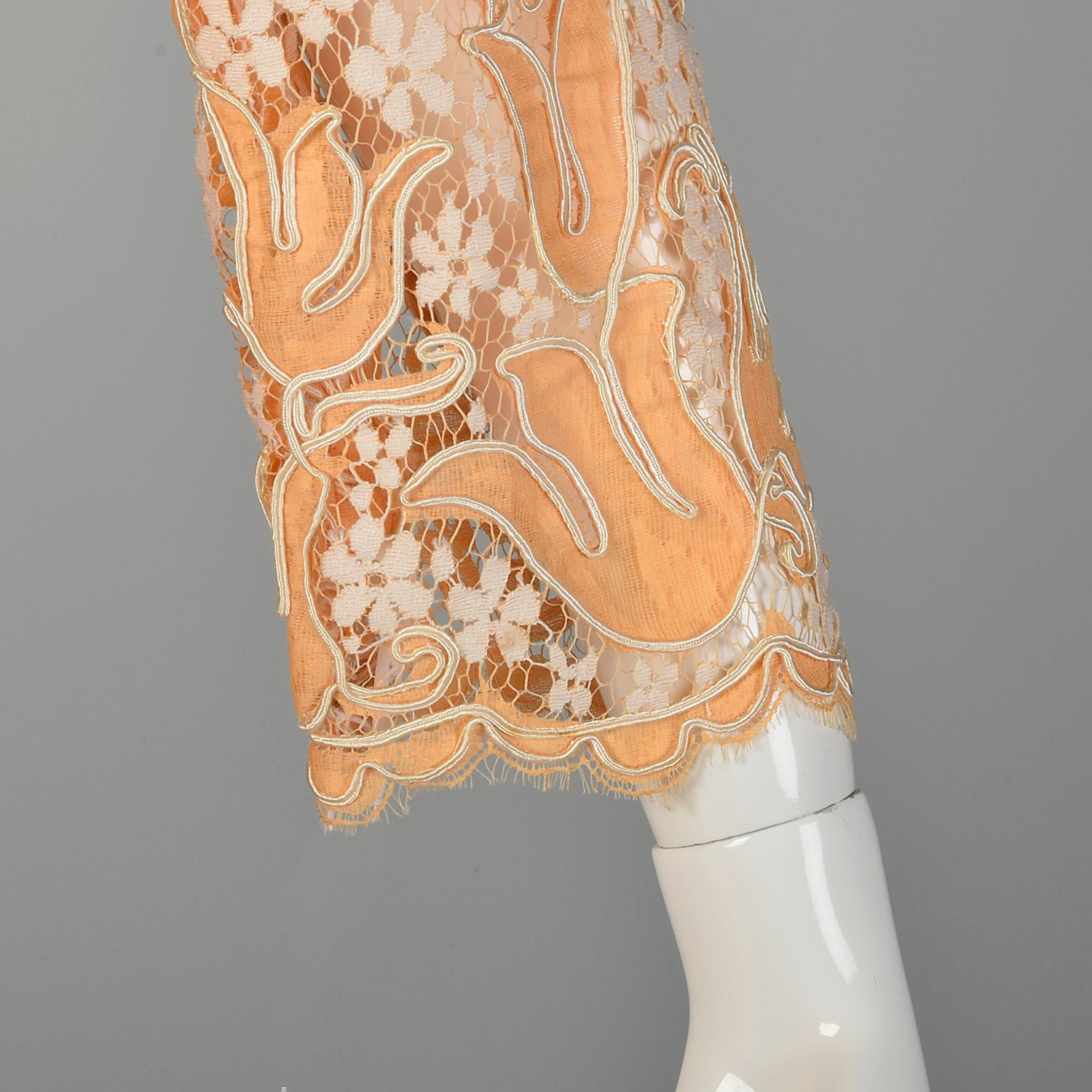 Large Nat Kaplan 1970s Chiffon and Lace Gown