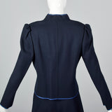 1980s Louis Feraud Blue Skirt with Matching Open Jacket