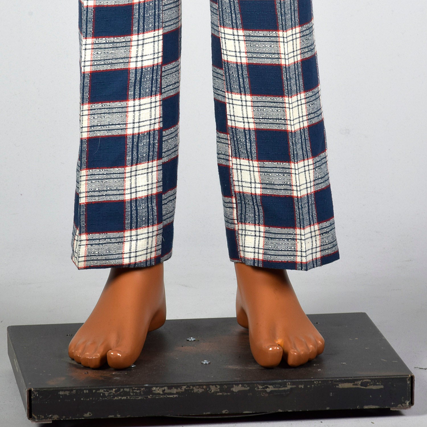 1970s Blue and Red Plaid Pants