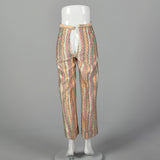 XXS 1970s Metallic Striped Wide Leg Pants