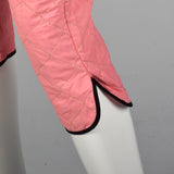 1950s Pink Quilted Pajama Set with Gold Topstitching