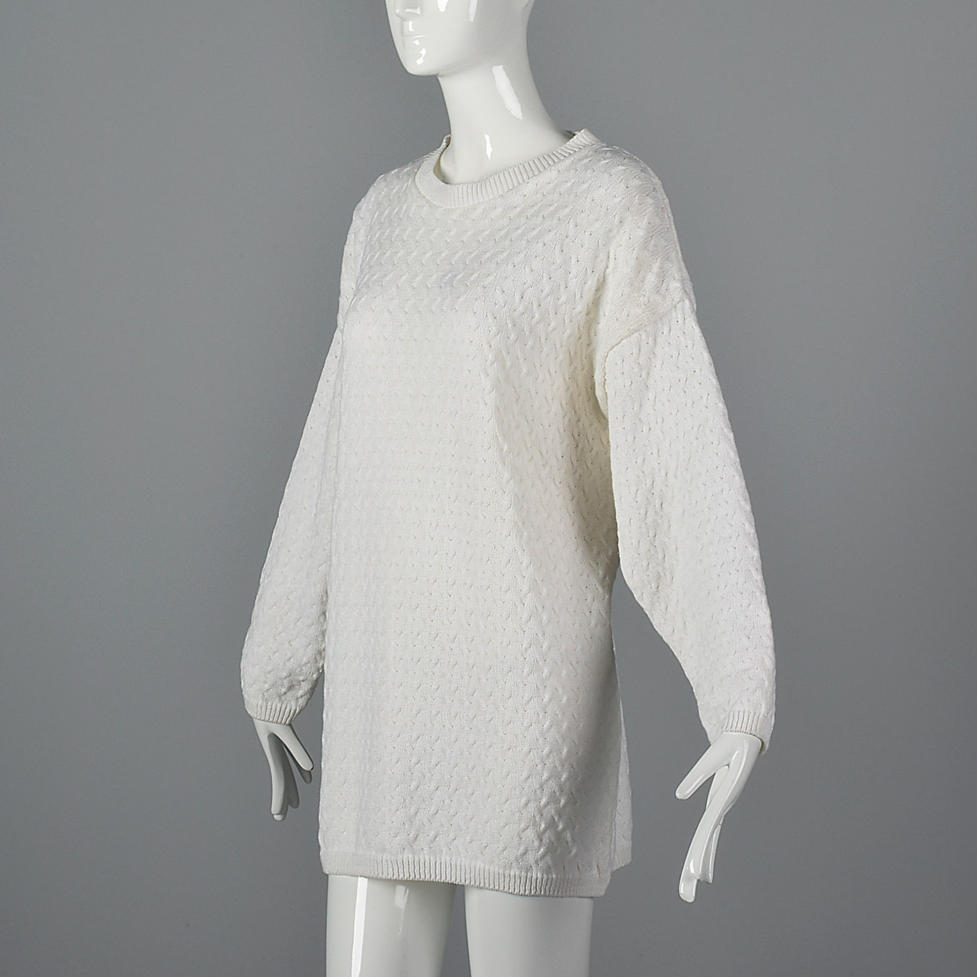 1980s Deadstock White Cable Knit Sweater