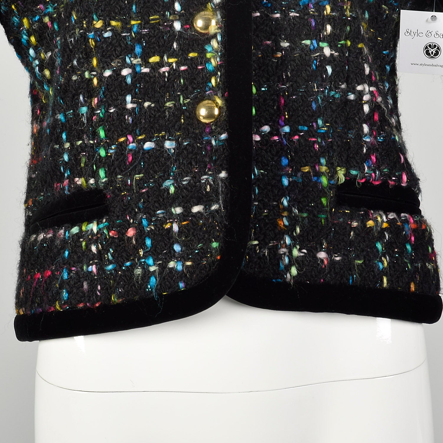 Medium 1990s Escada Jacket Cropped Rainbow Tweed Winter Wool Coat
