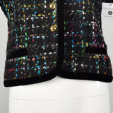 Medium 1990s Escada Jacket Cropped Rainbow Tweed Winter Wool Coat