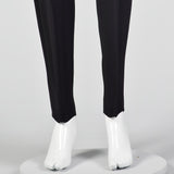 1980s Donna Karan Textured Black Pants with Tapered Leg