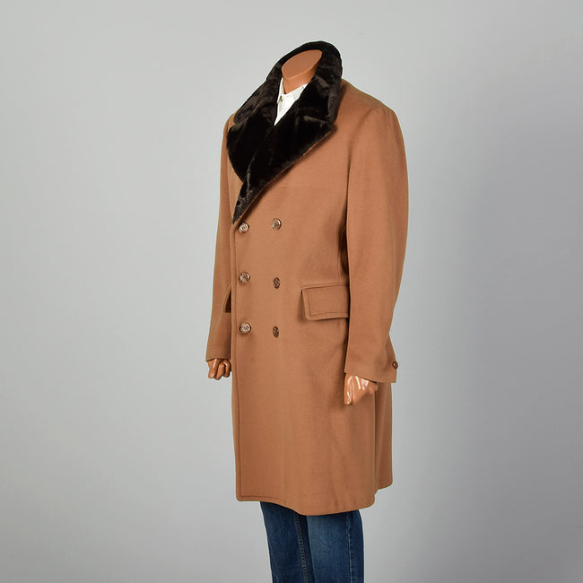 42 Large Men Tan Double Breasted Coat