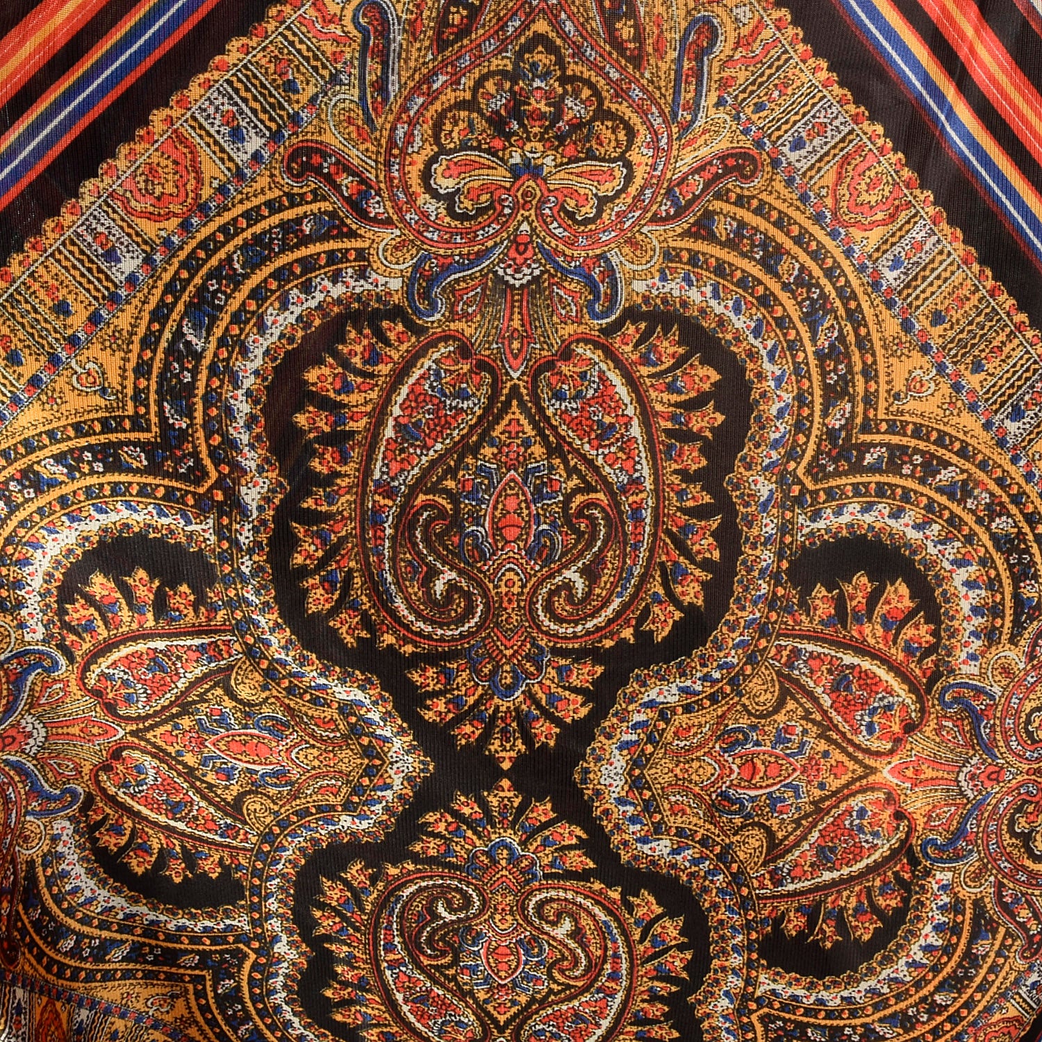 1970s Bohemian Multi-Color Long Sleeve Maxi Costume Dress