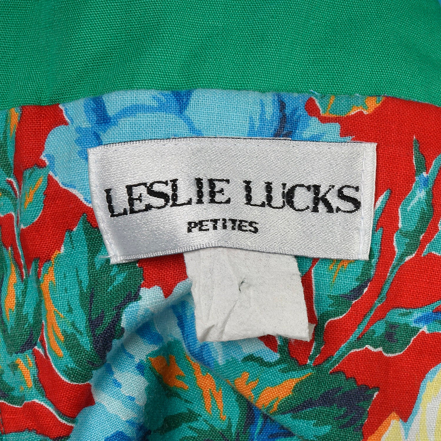 Small 1980s Off Shoulder Floral Peplum Dress Green Trim