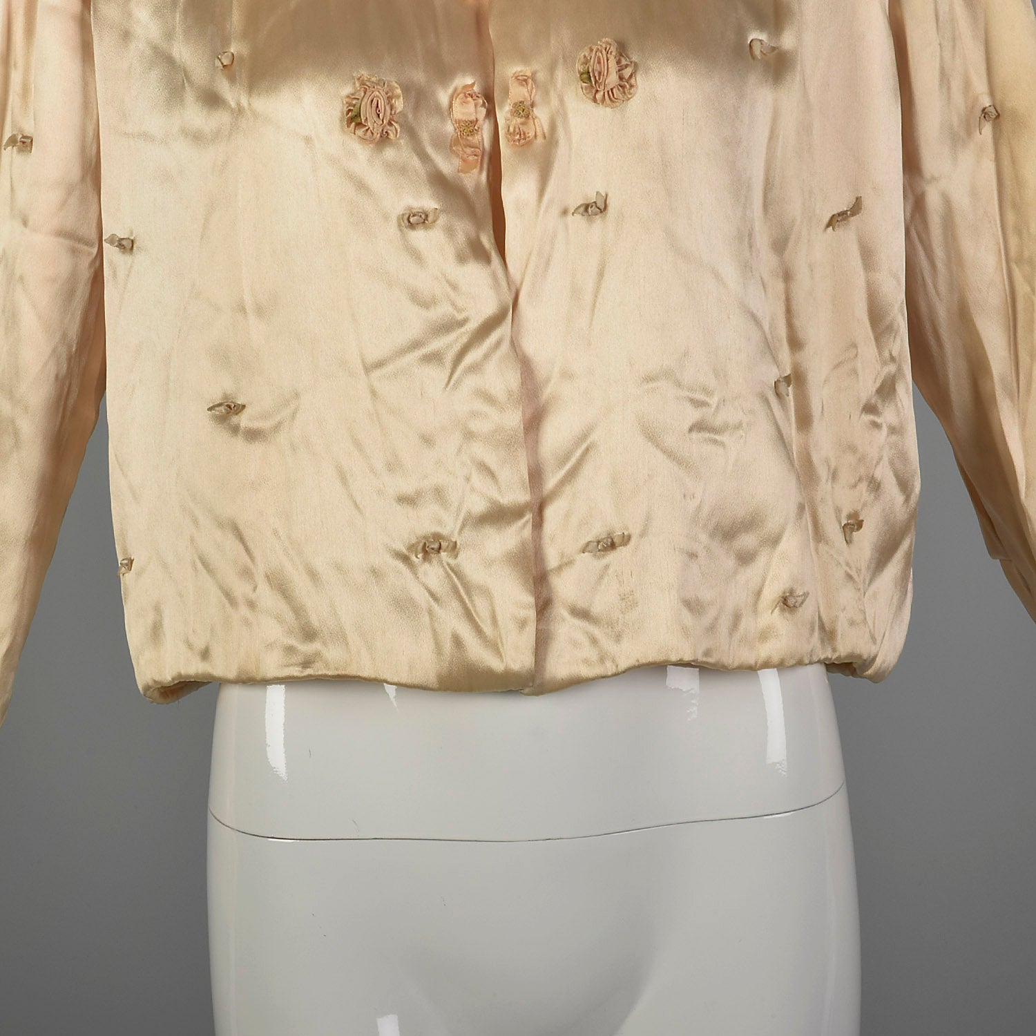 XL 1940s Pink Satin Bed Jacket