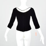 XS 1950s Deadstock Black Velvet Blouse