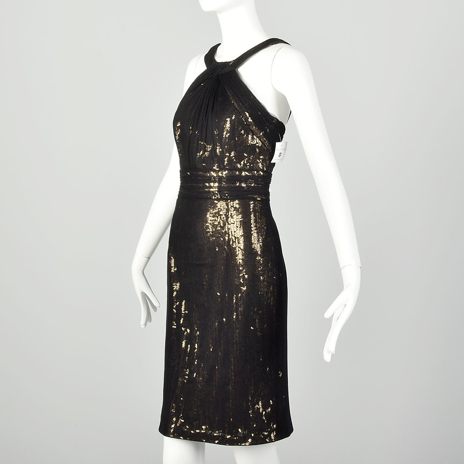 Medium Theia Black Party Dress Sheer Mesh Sleeveless Gold Sequin Mini Style & Salvage Medium Theia Black Party Dress Sheer Mesh Sleeveless Gold Sequin Mini Style & Salvage