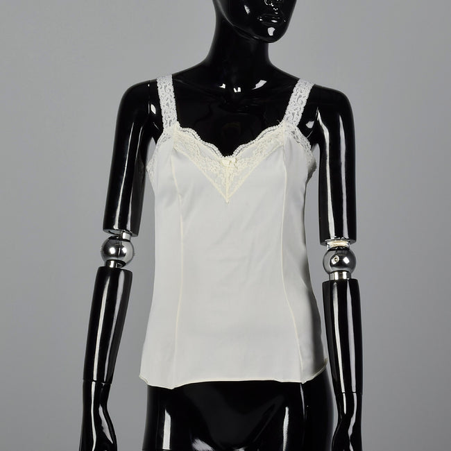 1970s Off White Camisole with Lace Trim