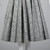 1950s Gray Cotton Lace Print Dress