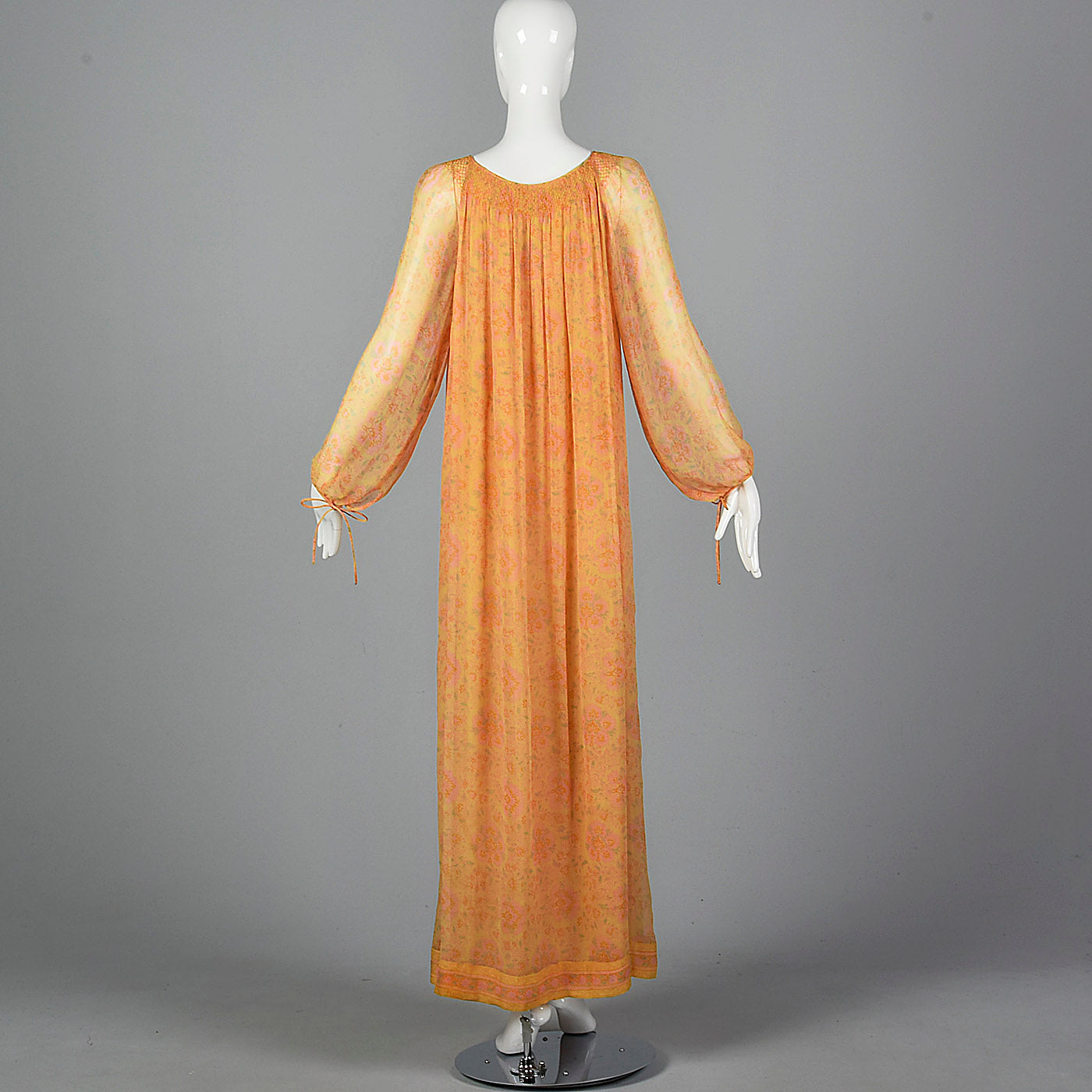 1970s Treacy Lowe Bohemian Silk Maxi Dress