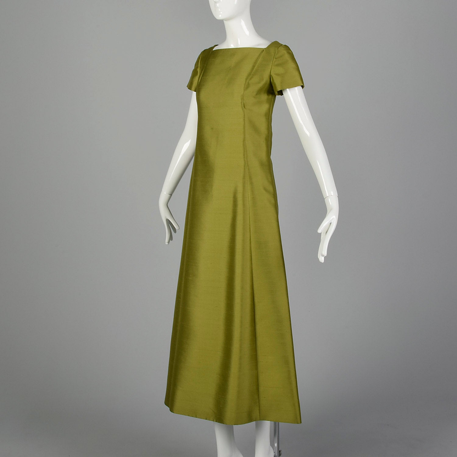 1960s Malcom Starr Green Maxi Evening Dress