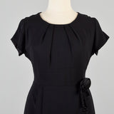 1960s Black Cocktail Dress with Faux Wrap Skirt
