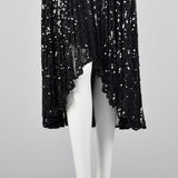 1990s Oleg Cassini Black Silk Beaded Dress