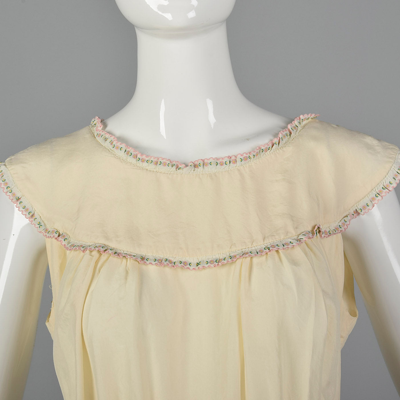 1930s Silk Nightgown with Drawstring Ribbon Waist