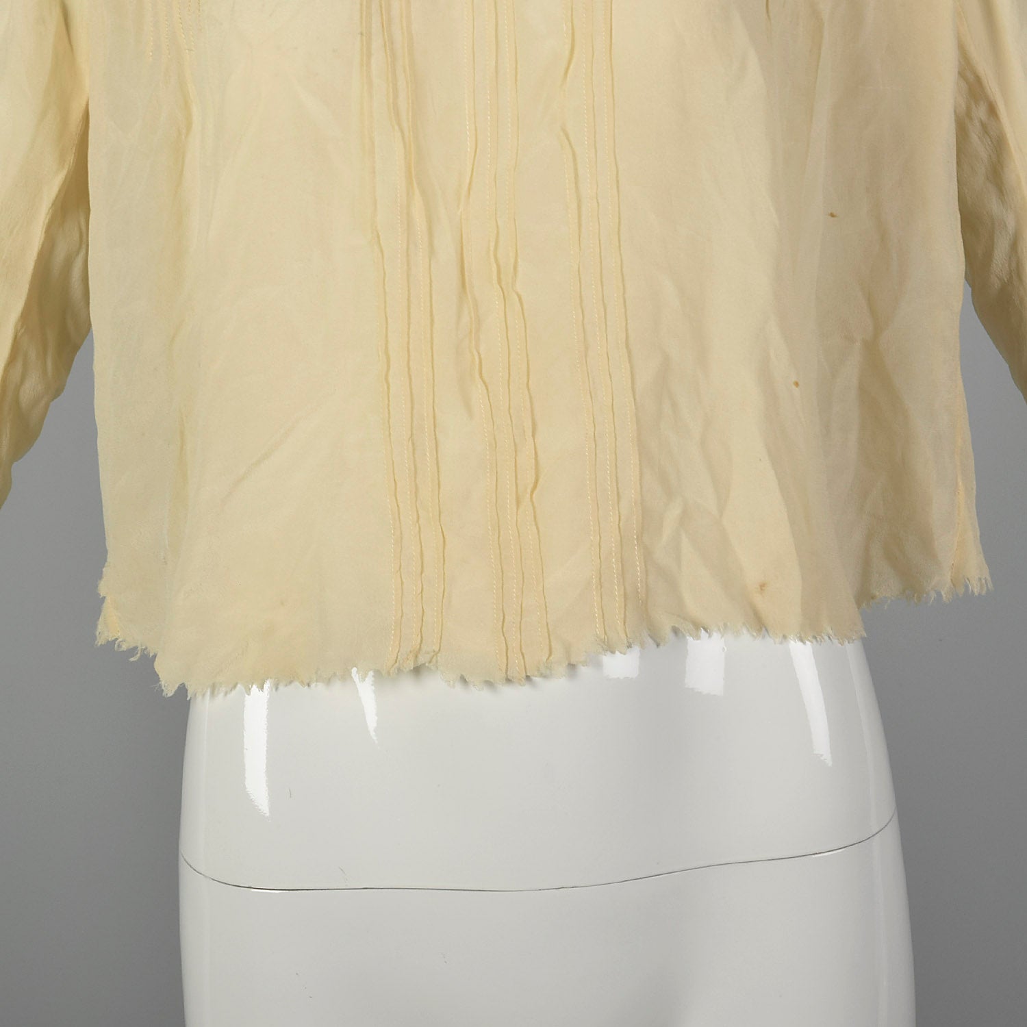 XXS 1910s Ivory Silk Shirtwaist Blouse