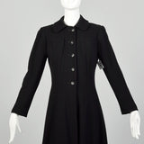 XS 1930s Black Princess Coat Long Maxi Winter Outerwear