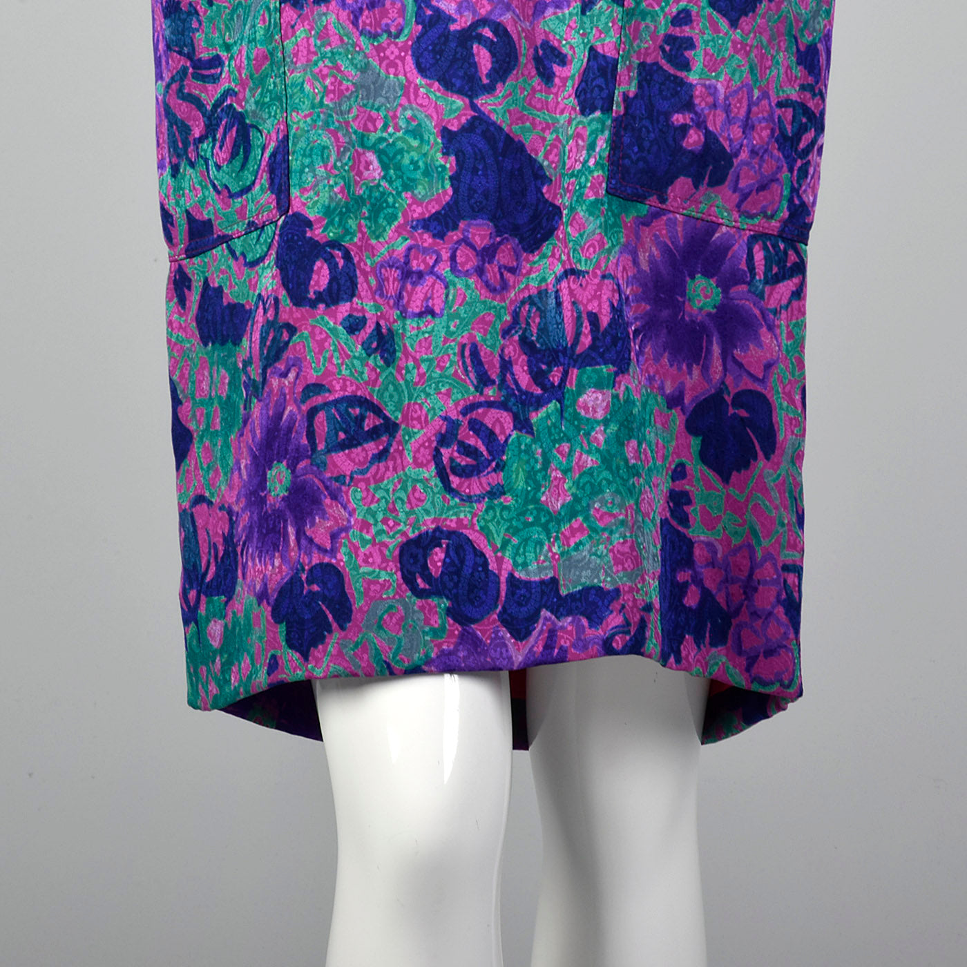 1980s Emanuel Ungaro Purple Floral Print Dress