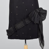1950s Black Dress with Rhinestones and Asymmetric Bow