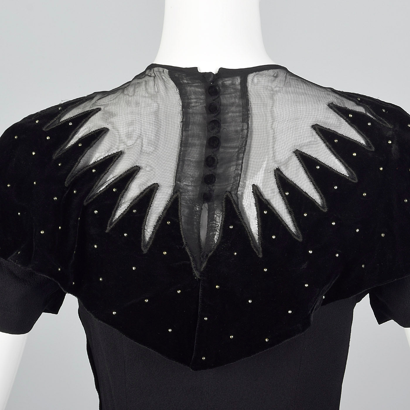 1950s Black Top with Sheer Collar