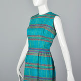 1950s Teal Print Dress