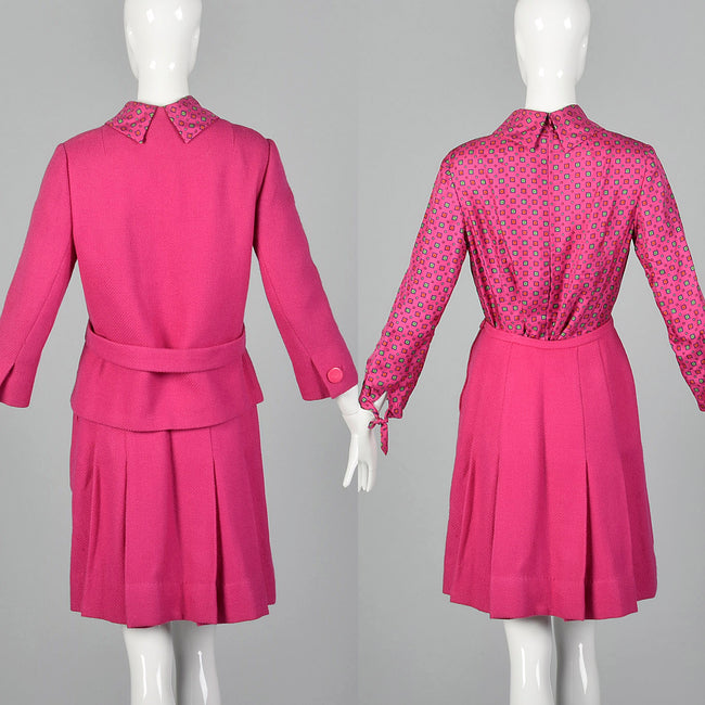 1960s Matthews Hot Pink Skirt Suit
