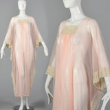 1970s Sexy Sheer Kaftan Nightgown in Pink