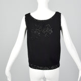 1960s Black Sleeveless Sweater with Beading