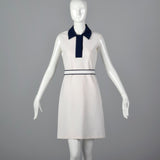 Deadstock Prada White Shift Dress with Navy Trim