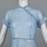 1950s Sheer Blue Fit and Flare Dress